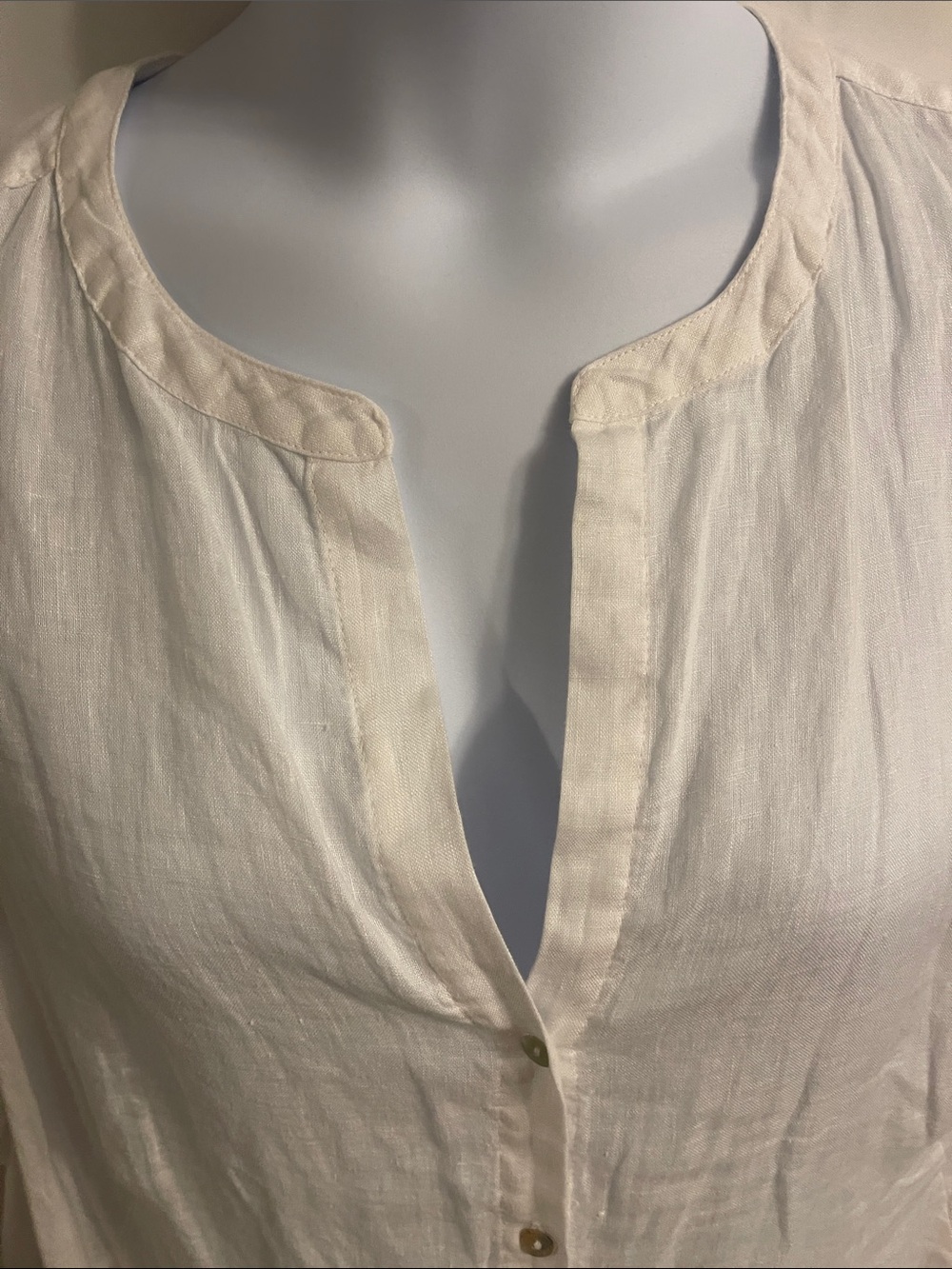 Sigrid Olsen White Linen Button-Front Tunic Blouse 1X - Picture 5 of 11